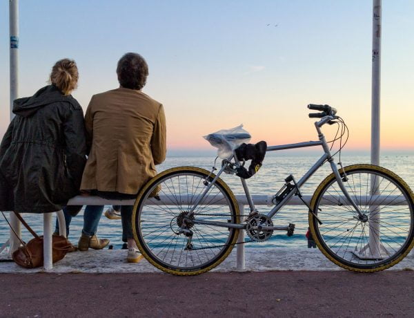 Fiets en zonsondergang